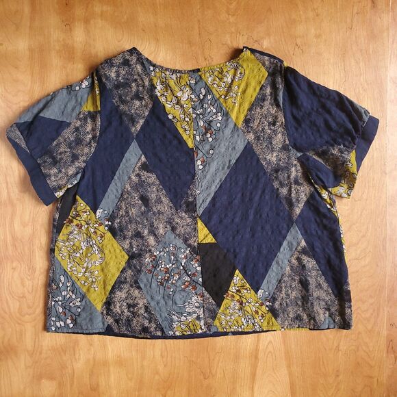 Shein Curve 3XL Short Sleeve Top Floral Goblincore Earthy Patchwork Hobbitcore - Picture 4 of 7